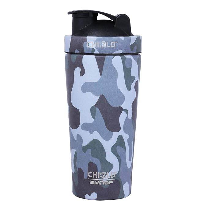 Camo CHIZLD AMRAP Protein Shaker with bold white logo printed horizontally on the bottle.