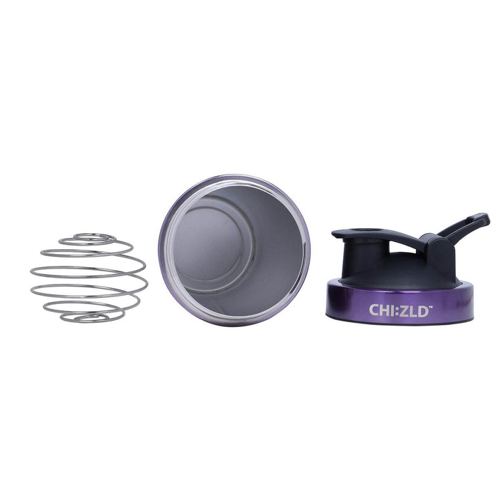 Top view of the CHIZLD shaker showing open lid and wide-mouth spout for easy pouring.