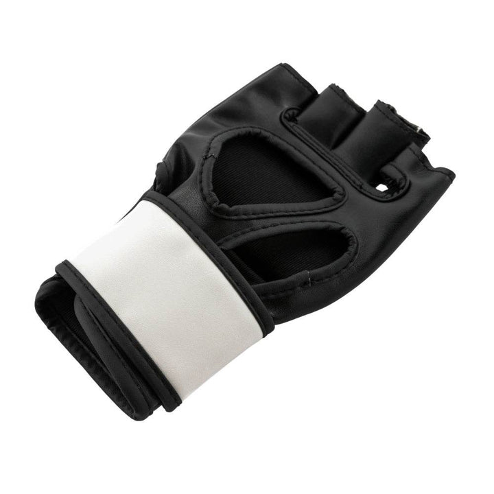 Close view of perforated, rolled-edge finger sleeves and bar-tacked seams on black interior for ventilation and durability.