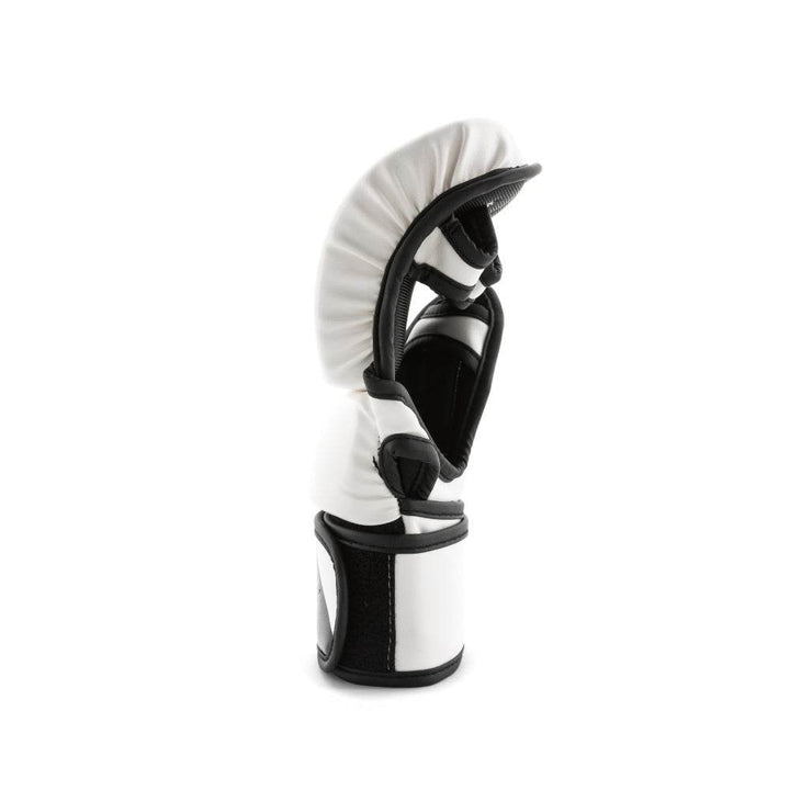 Side profile – outer edge – Opposite angle revealing white exterior thumb base and extended cuff with Velcro landing zone.