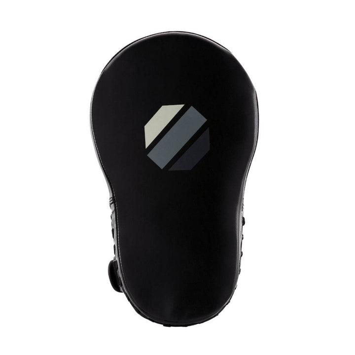 Striking surface (front) – Single elongated mitt, matte-black face with pale-grey octagon logo centred.