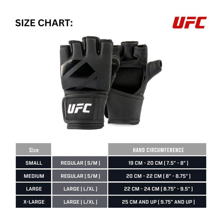 Size-chart graphic – Table image listing hand-circumference ranges: Small (19-20 cm), Medium (20-22 cm), Large (22-24 cm) and X-Large (25 cm +), with photo of glove above.