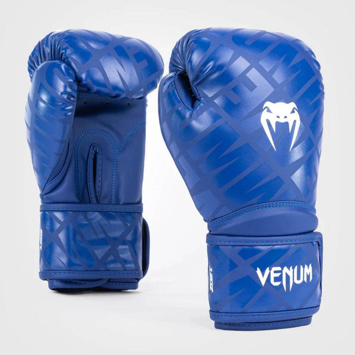 Paired front and angled side view showing the white palm with ventilation perforations and blue graphic overlay with “12oz” marking.