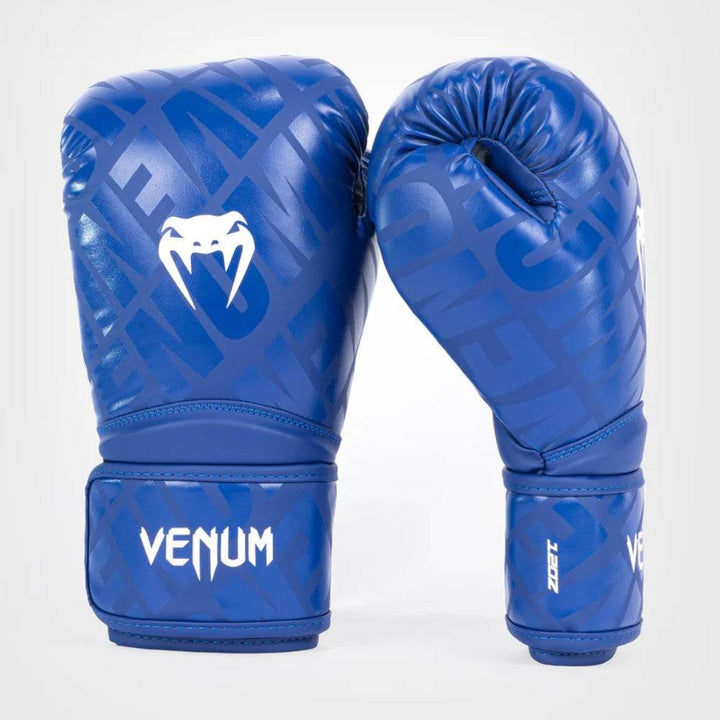 Paired front and angled side view showing the white palm with ventilation perforations and blue graphic overlay with “12oz” marking.