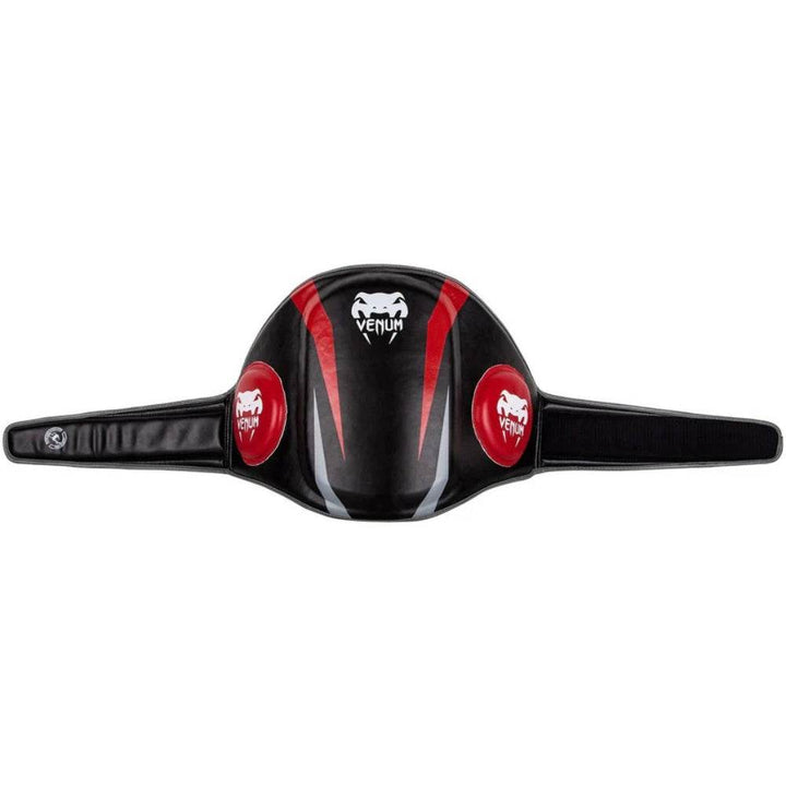 Fully extended view of the Venum Elite Belly Protector displaying the entire protective surface and both wraparound straps.