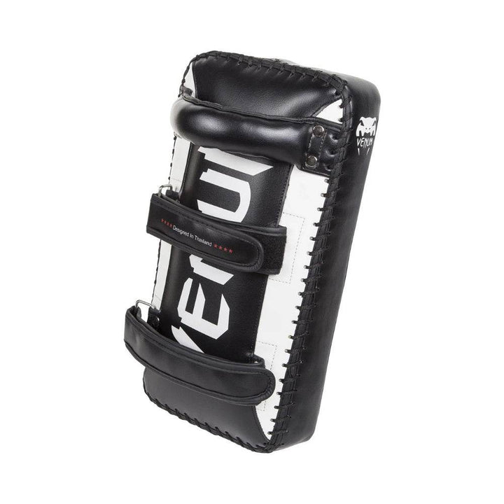 Rear side of the Venum Giant Kick Pad with black-and-white panel, dual hook-and-loop straps, and ergonomic handle.