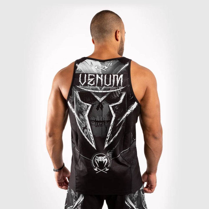 Back view showing a large gladiator helmet print with “VENUM” in stylized lettering.