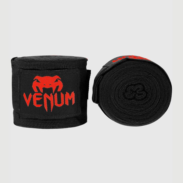 Solid black handwraps with red branding, dual-roll view.