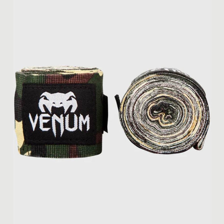 Camo (military print) handwraps with black and white Venum patch.
