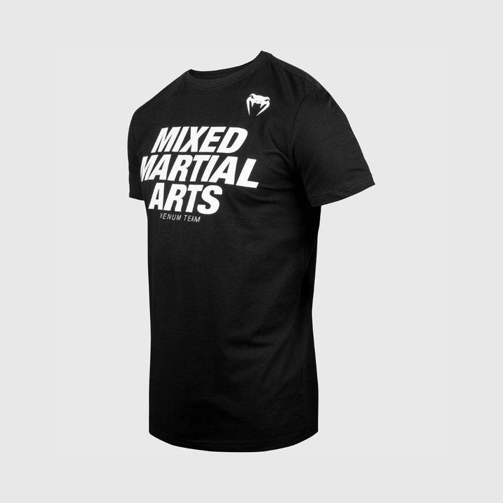Side angle showing the bold white MMA text and logo detail on the chest.