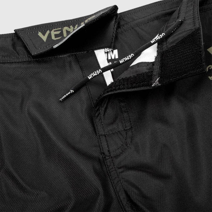 Velcro closure detail showing interior drawstring and brand printing.