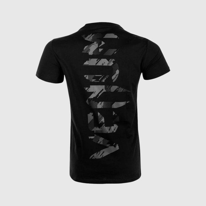 Rear view of the t-shirt with full vertical "VENUM" camo graphic down the spine.