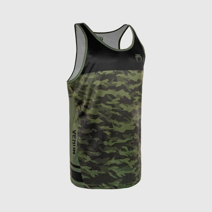 Side view of the Venum Training Camp 3.0 tank top, highlighting the VENUM text printed vertically near the hem.